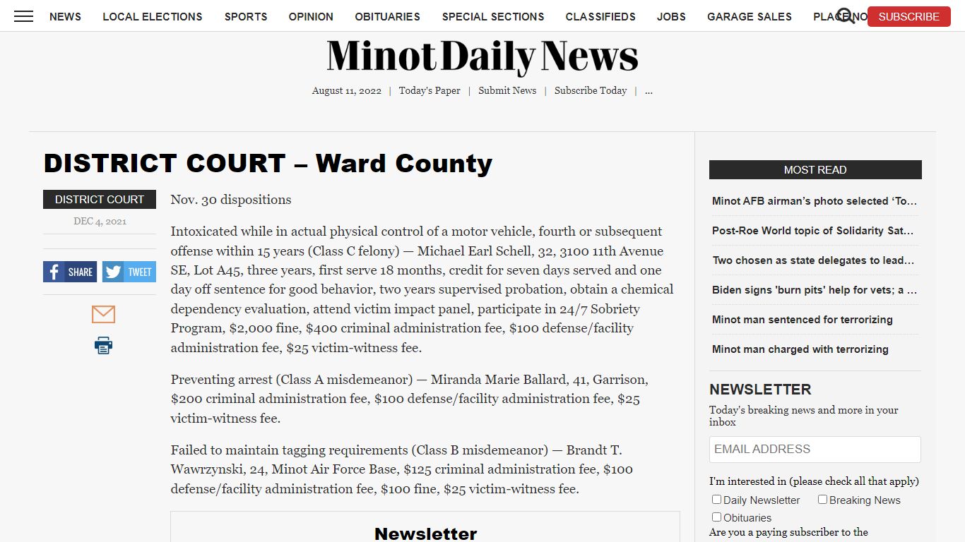 DISTRICT COURT – Ward County | News, Sports, Jobs - Minot ...